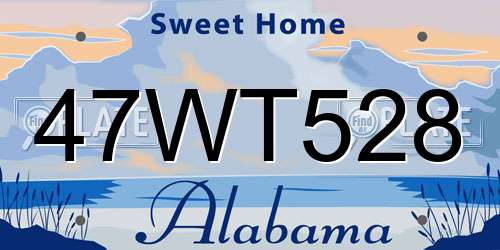 47WT528 Alabama License Plate