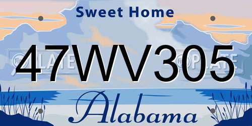 47WV305 Alabama License Plate