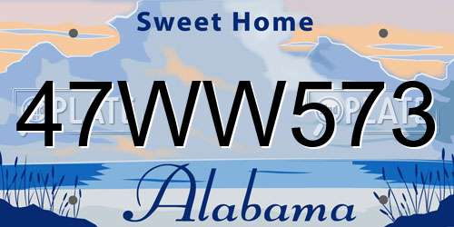 47WW573 Alabama License Plate
