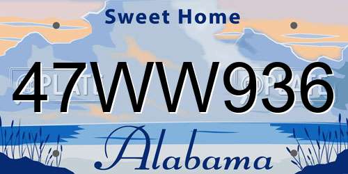 47WW936 Alabama License Plate