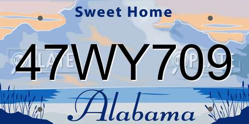 47WY709 Alabama License Plate