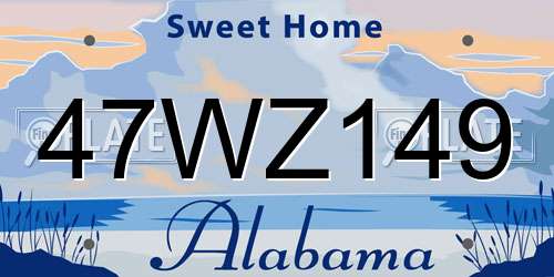47WZ149 Alabama License Plate