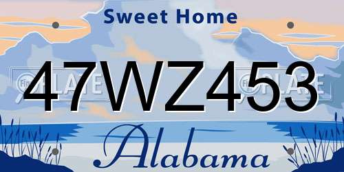 47WZ453 Alabama License Plate