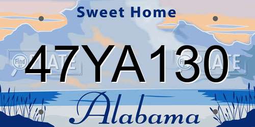 47YA130 Alabama License Plate