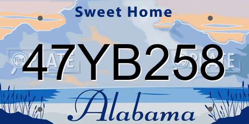 47YB258 Alabama License Plate