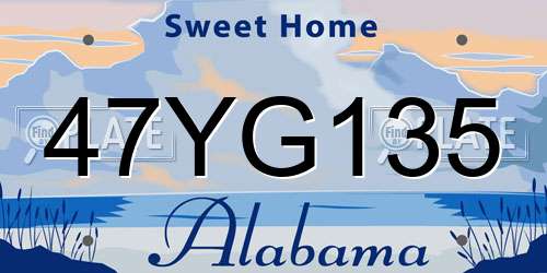 47YG135 Alabama License Plate