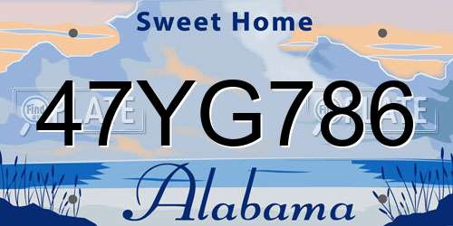 47YG786 Alabama License Plate