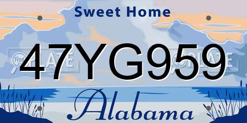 47YG959 Alabama License Plate