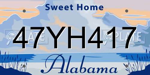47YH417 Alabama License Plate