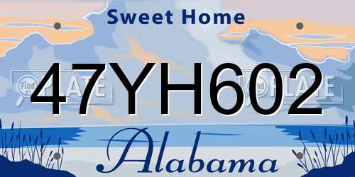 47YH602 Alabama License Plate