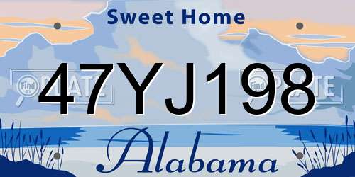 47YJ198 Alabama License Plate