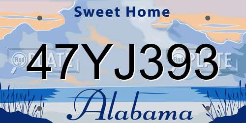47YJ393 Alabama License Plate