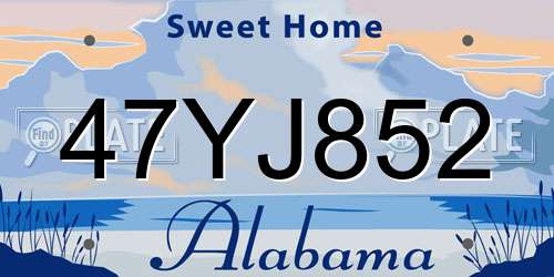 47YJ852 Alabama License Plate