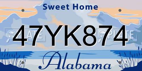 47YK874 Alabama License Plate