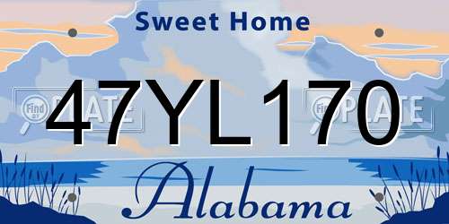 47YL170 Alabama License Plate