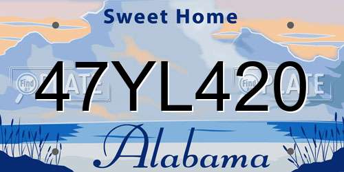 47YL420 Alabama License Plate