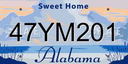 47YM201 Alabama License Plate