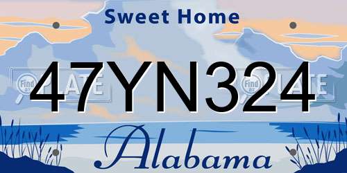 47YN324 Alabama License Plate
