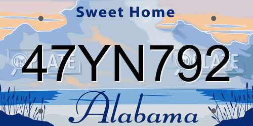 47YN792 Alabama License Plate