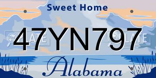 47YN797 Alabama License Plate