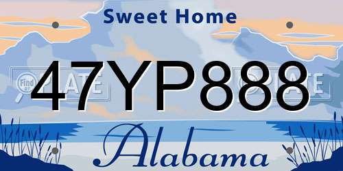 47YP888 Alabama License Plate