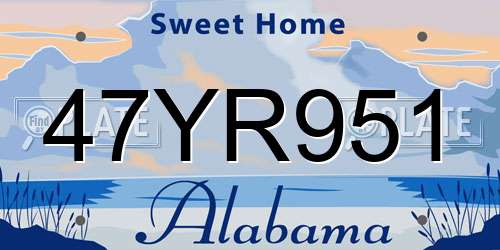 47YR951 Alabama License Plate