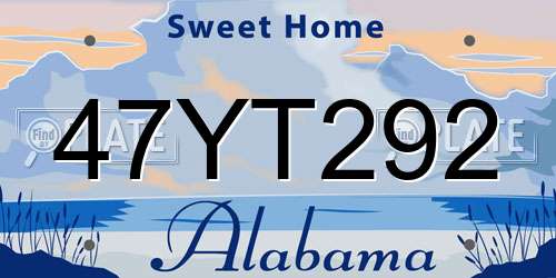 47YT292 Alabama License Plate