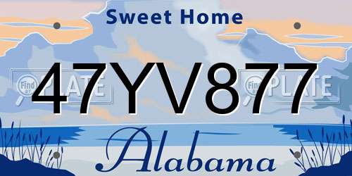 47YV877 Alabama License Plate
