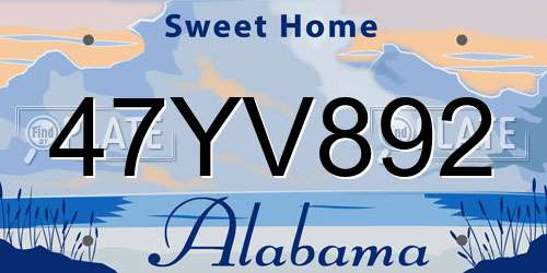 47YV892 Alabama License Plate