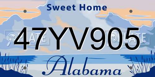 47YV905 Alabama License Plate