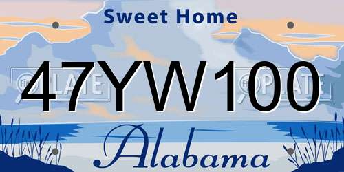 47YW100 Alabama License Plate