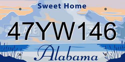 47YW146 Alabama License Plate
