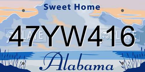 47YW416 Alabama License Plate