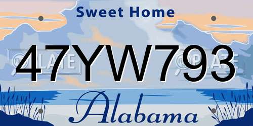 47YW793 Alabama License Plate