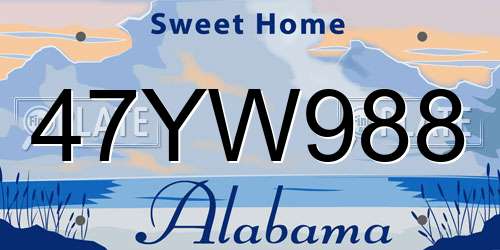 47YW988 Alabama License Plate