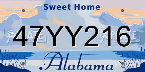 47YY216 Alabama License Plate