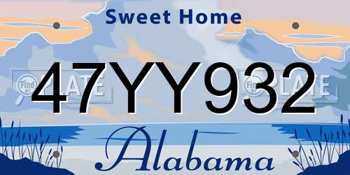 47YY932 Alabama License Plate