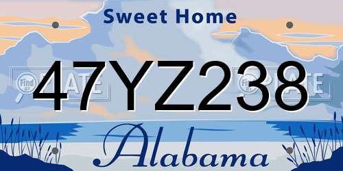 47YZ238 Alabama License Plate