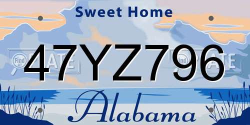 47YZ796 Alabama License Plate