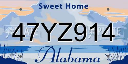 47YZ914 Alabama License Plate