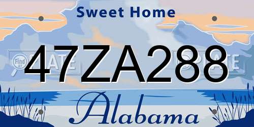47ZA288 Alabama License Plate