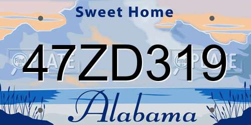 47ZD319 Alabama License Plate