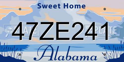 47ZE241 Alabama License Plate