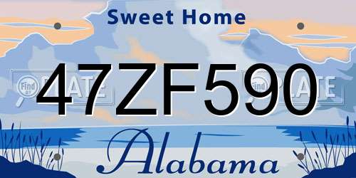 47ZF590 Alabama License Plate