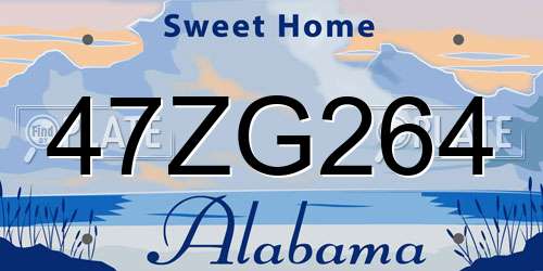 47ZG264 Alabama License Plate