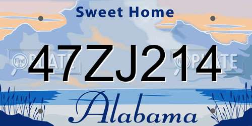 47ZJ214 Alabama License Plate