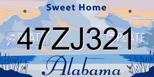 47ZJ321 Alabama License Plate