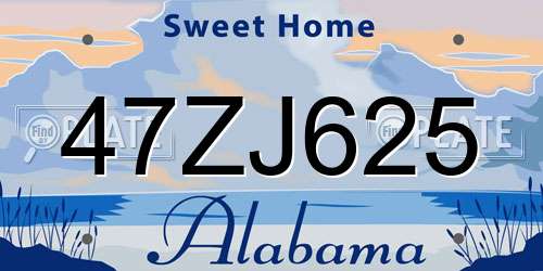 47ZJ625 Alabama License Plate