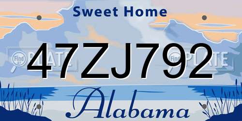 47ZJ792 Alabama License Plate