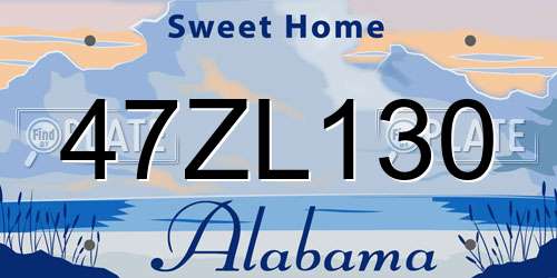 47ZL130 Alabama License Plate